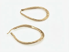 Large Hammered 3D Style Gold-Filled Hoops Earrings