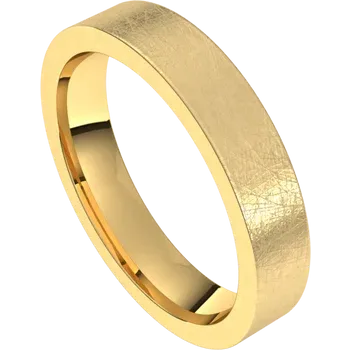14k Gold 4mm Flat Comfort Fit Wedding Band with Texture