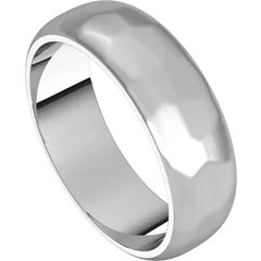 14k Gold 6mm Half Round Regular Classic Wedding Band with Satin Rock or Satin Hammered Finish