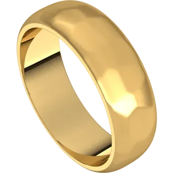 14k Gold 6mm Half Round Regular Classic Wedding Band with Satin Rock or Satin Hammered Finish