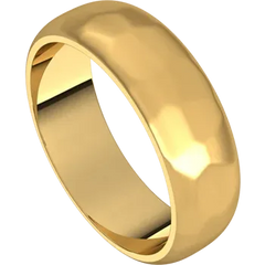 14k Gold 6mm Half Round Regular Classic Wedding Band with Satin Rock or Satin Hammered Finish