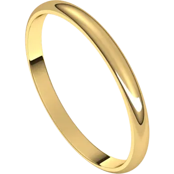 14k Yellow Gold 2 MM Half Round Classic Wedding Band