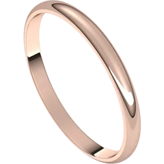 14k Yellow Gold 2 MM Half Round Classic Wedding Band