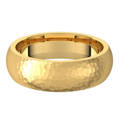 14k Gold 6mm Standard Comfort Fit Classic Wedding Band with Satin Rock or Satin Hammered Finish