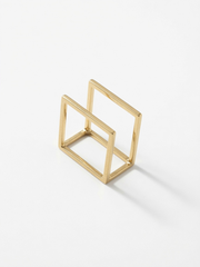 18K Gold  Square Modern Architectural Ring