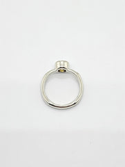 14kt White Gold Twig with Green Yellow Rustic Diamond Solitaire Ring