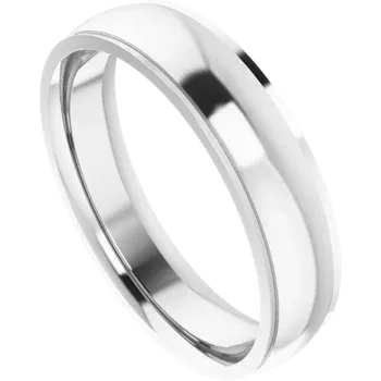 18k Gold Stepped Edge Comfort Fit Standard Weight Half Round Wedding Band