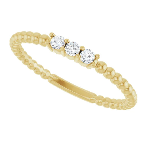 14K Gold Diamond Beaded Ring