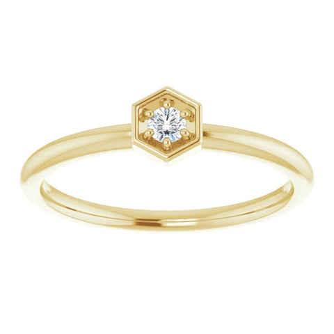 22K Rose Gold Peach Glow "Love" Stacking Ring With Square Emerald Cut Diamond Set in 18K White Gold Bezel
