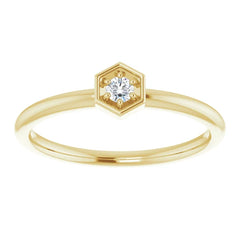 14K Gold Natural Diamond Hexagon Stackable Ring