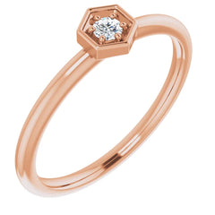 14K Gold Natural Diamond Hexagon Stackable Ring