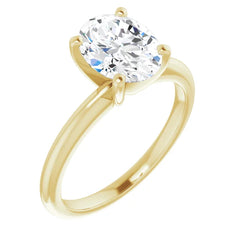 14K Gold Solitaire Oval Lab-Grown Diamond Engagement Ring