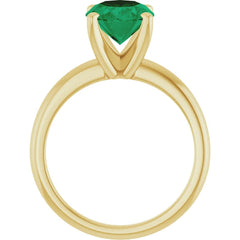 14K Gold Solitaire Oval Lab-Grown Emerald Engagement Ring