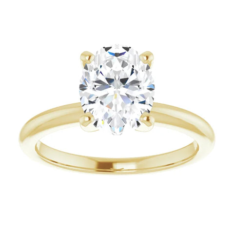 Solitaire Ring with Salt and Pepper Oval Rosecut Diamond 14k Yellow Gold