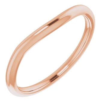 14K Gold Curved Form-Fitting 1.75 mm Wide Wedding Band for Round Solitaire Engagement Ring
