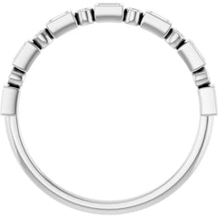 14K Gold Straight Baguette and Round Natural Diamond Band