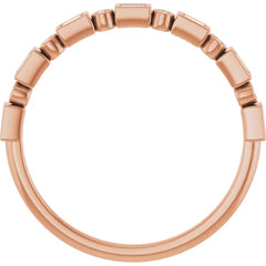 14K Gold Straight Baguette and Round Natural Diamond Band