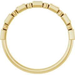 14K Gold Straight Baguette and Round Natural Diamond Band