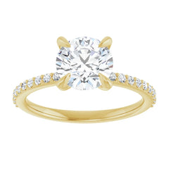 14K Gold  7.4 MM Round Lab-Grown Diamond Claw Set Accent Engagement Ring