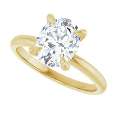 14K Gold 4 Claw Prongs Solitaire Engagement Ring with Oval Lab-Grown Diamond