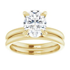 14K Gold 4 Claw Prongs Solitaire Engagement Ring with Oval Lab-Grown Diamond