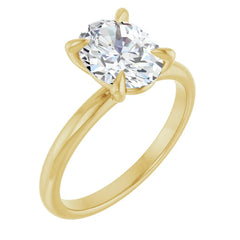14K Gold 4 Claw Prongs Solitaire Engagement Ring with Oval Lab-Grown Diamond