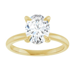 14K Gold 4 Claw Prongs Solitaire Engagement Ring with Oval Lab-Grown Diamond
