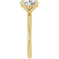 14K Gold 4 Claw Prongs Solitaire Engagement Ring with Oval Lab-Grown Diamond