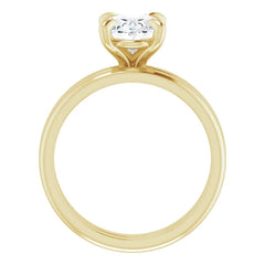 14K Gold 4 Claw Prongs Solitaire Engagement Ring with Oval Lab-Grown Diamond