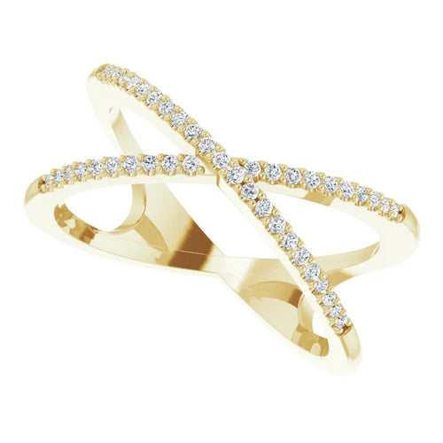 14K Gold 1/6 CTW Natural Diamond Criss-Cross Ring