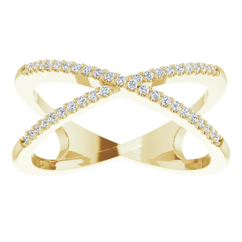 14K Gold 1/6 CTW Natural Diamond Criss-Cross Ring