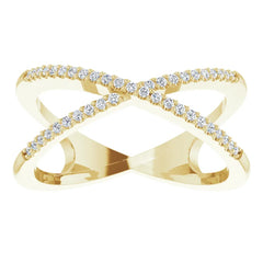 14K Gold 1/6 CTW Natural Diamond Criss-Cross Ring