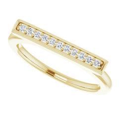 14K Gold 1/10 CTW Natural Diamond Bar Ring