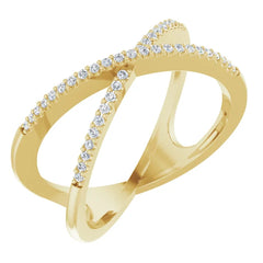 14K Gold 1/6 CTW Natural Diamond Criss-Cross Ring