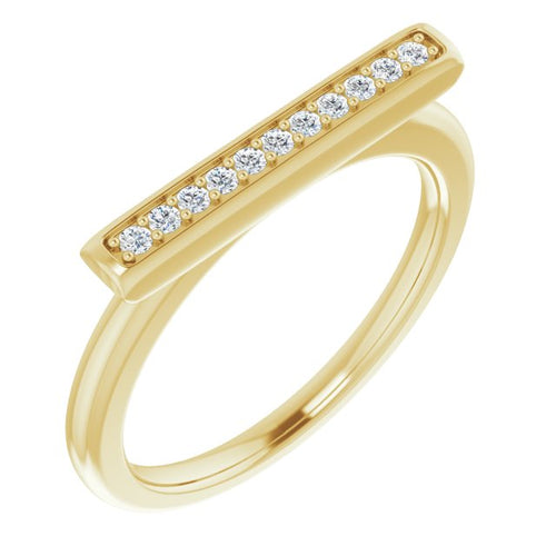 14K Gold 1/10 CTW Natural Diamond Bar Ring