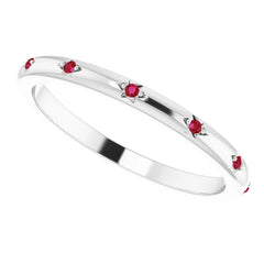 14K Gold Star Setting Ruby Eternity Band