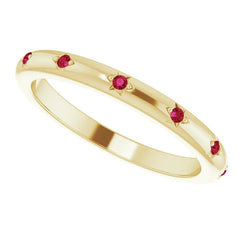 14K Gold Star Setting Ruby Eternity Band