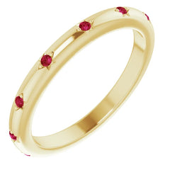 14K Gold Star Setting Ruby Eternity Band