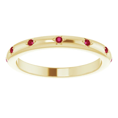 14K Gold Star Setting Ruby Eternity Band