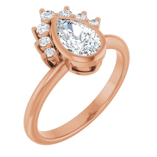 14k Rose Gold Pear Shape Lab-Grown Diamond Engagement Ring -Custom