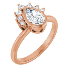 14k Rose Gold Pear Shape Lab-Grown Diamond Engagement Ring -Custom