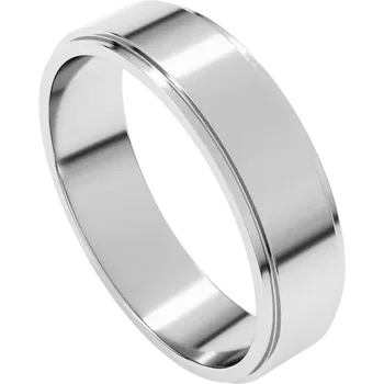 Sterling Silver Standard Weight Stepped Edge Wedding Band