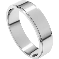 Sterling Silver Standard Weight Stepped Edge Wedding Band