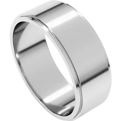 Sterling Silver Standard Weight Stepped Edge Wedding Band