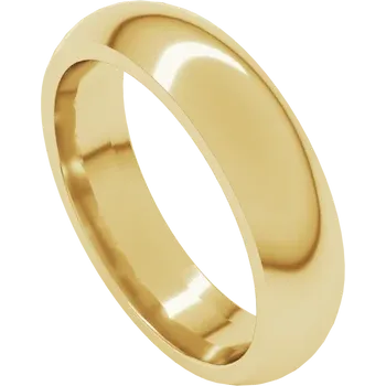 14k Gold 6mm Half Round Regular Classic Wedding Band with Satin Rock or Satin Hammered Finish