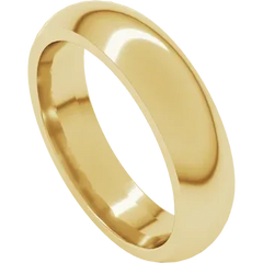 14K Gold 5 mm Half Round Comfort Fit Wedding Ring