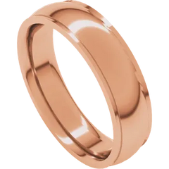 18k Gold Stepped Edge Comfort Fit Standard Weight Half Round Wedding Band