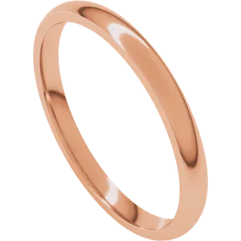 14k Gold 2mm Comfort Fit Lightweight Half Round Wedding Band
