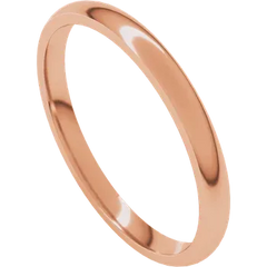 14k Gold 2mm Comfort Fit Lightweight Half Round Wedding Band