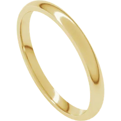 14k Gold 2mm Comfort Fit Lightweight Half Round Wedding Band